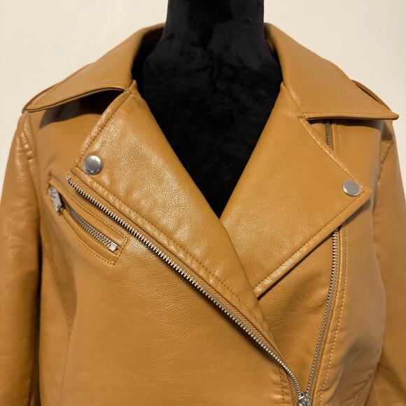 NWT Lane Bryant Brown Sugar Asymetrical Zip Faux Leather Moto Jacket 14/16 - Picture 2 of 14